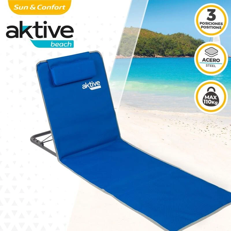 AKTIVE Matelas De Camping Pliable, Dossier Multipositions, Bleu 4 AKTIVE Matelas De Camping Pliable, Dossier Multipositions, Bleu – Image 2