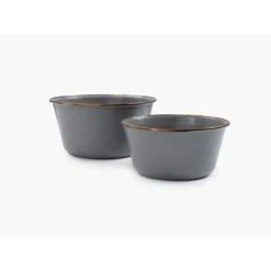 Barebones Bols à Mélanger En Émail - 2 Pièces - Gris Pierre -Pêche Séries Boutique barebones bols a melanger en email 2 pieces gris pierre 4